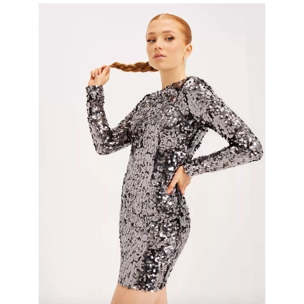 Bardot Valentina Sequin Mini Dress Smoke Womens Size 8.smoke free